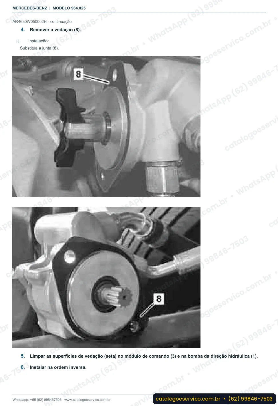 Página de procedimento do manual de oficina Mercedes-Benz Actros 2646 L