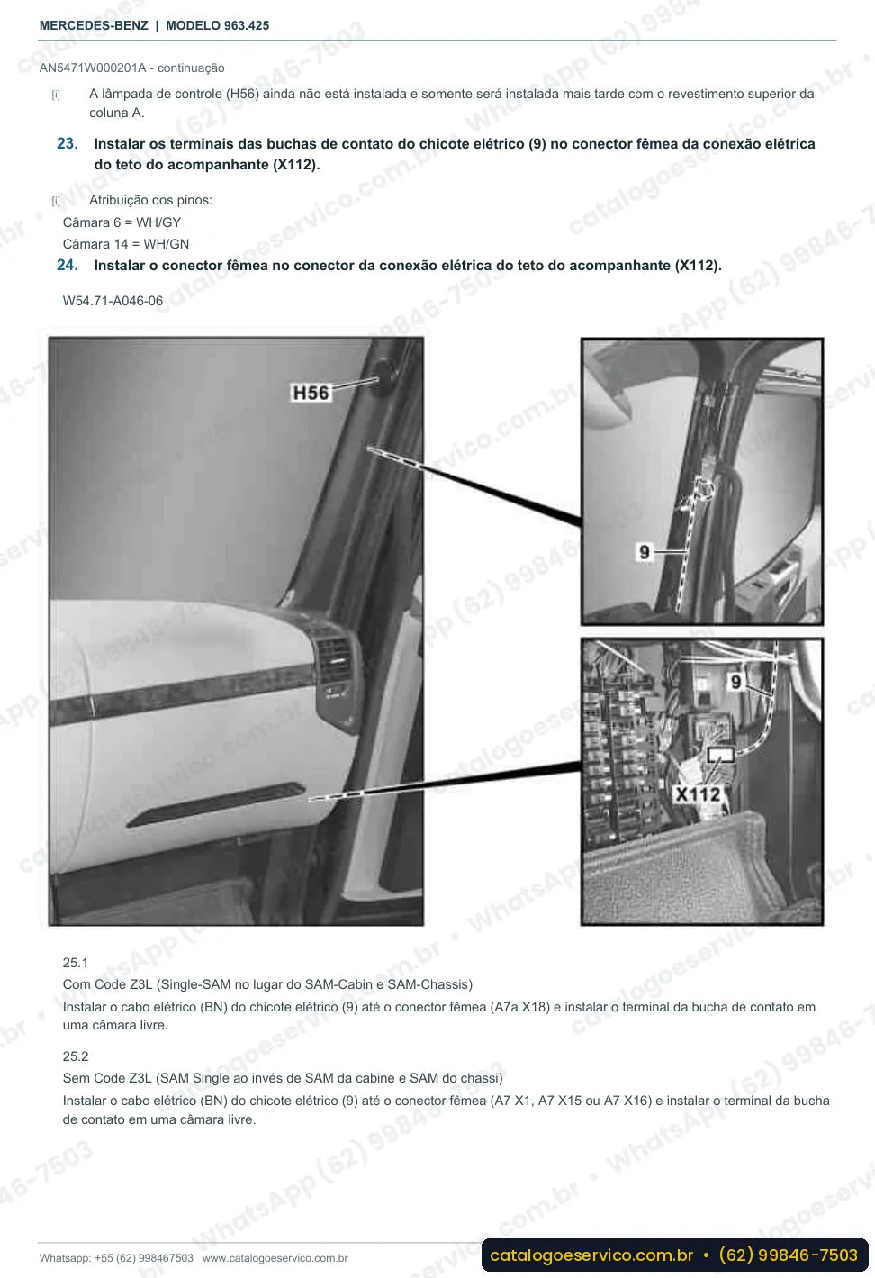 Página de procedimento do manual de oficina Mercedes-Benz Actros 2646 LS