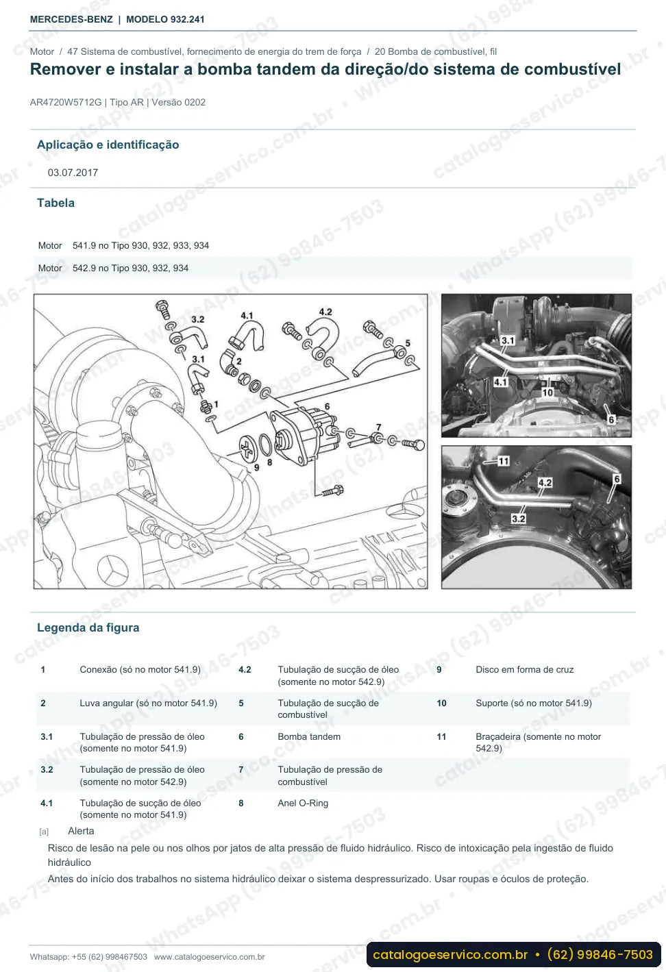 Página de procedimento do manual de oficina Mercedes-Benz Actros 2648 K