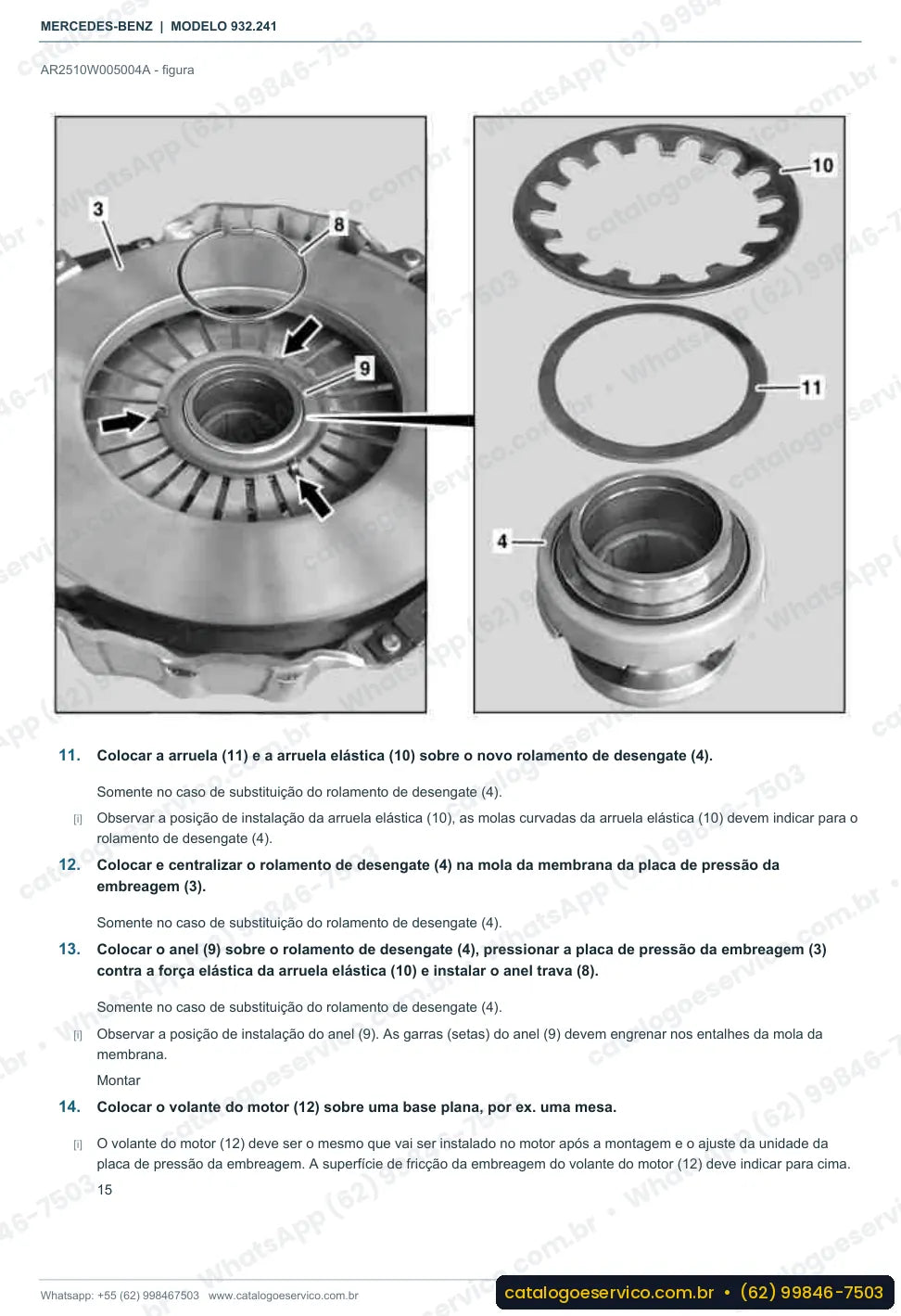 Página de procedimento do manual de oficina Mercedes-Benz Actros 2648 K