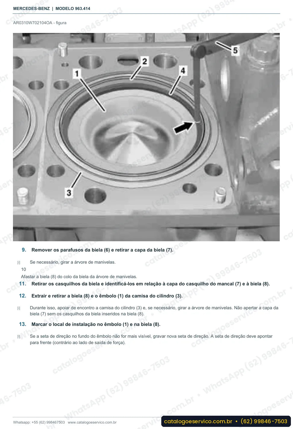 Página de procedimento do manual de oficina Mercedes-Benz Actros 2648 S