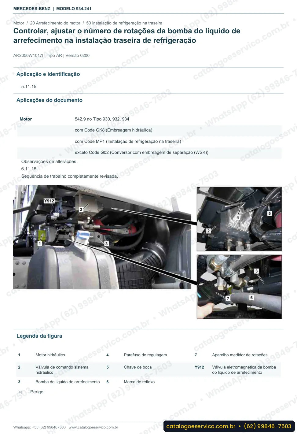 Página de procedimento do manual de oficina Mercedes-Benz Actros 2650 LS