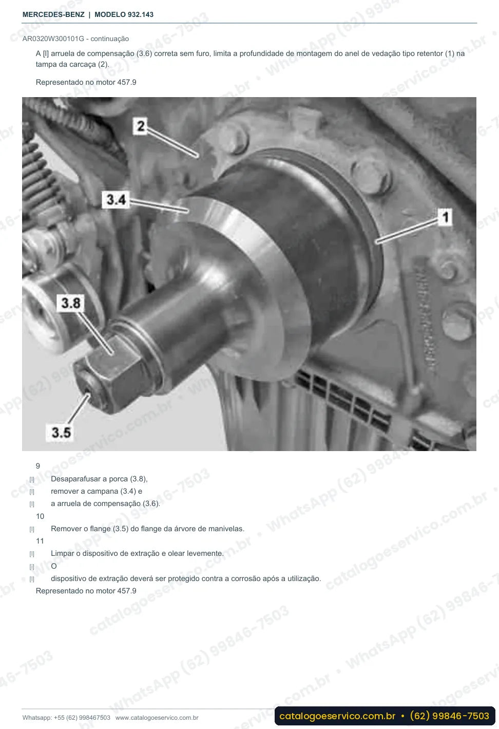 Página de procedimento do manual de oficina Mercedes-Benz Actros 2651 K