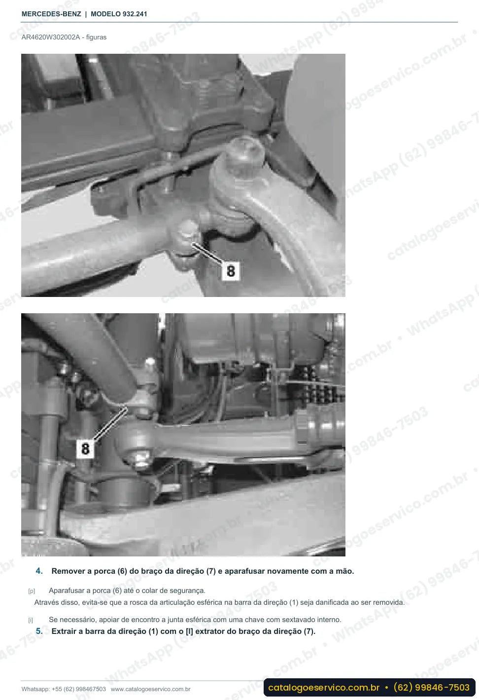 Página de procedimento do manual de oficina Mercedes-Benz Actros 2651 LK
