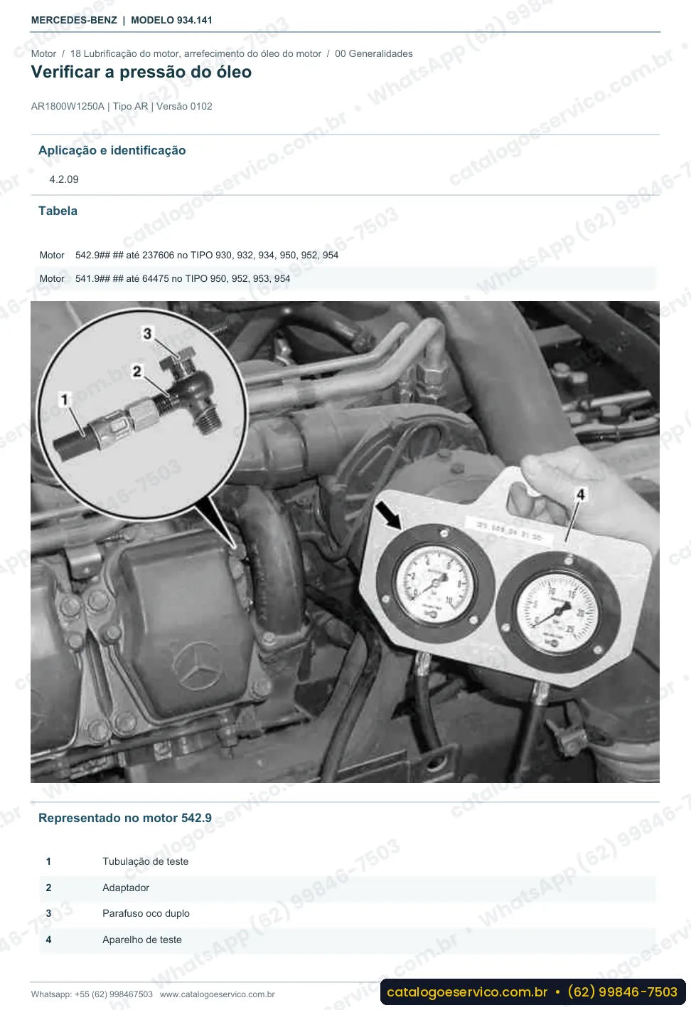 Página de procedimento do manual de oficina Mercedes-Benz Actros 2651 S