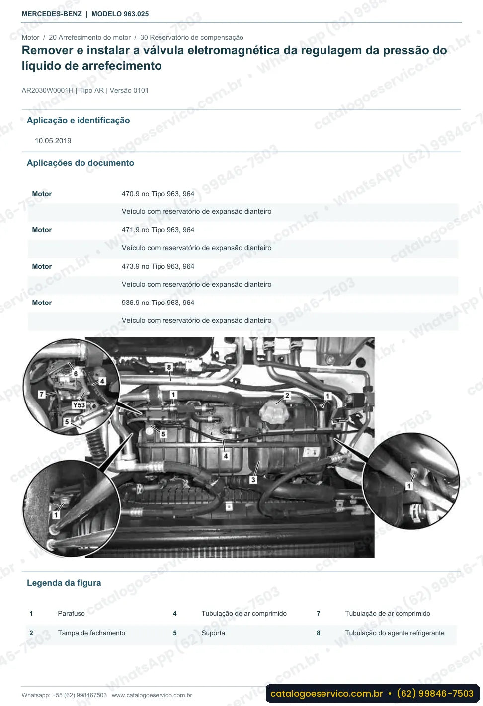 Página de procedimento do manual de oficina Mercedes-Benz Actros 2653 L