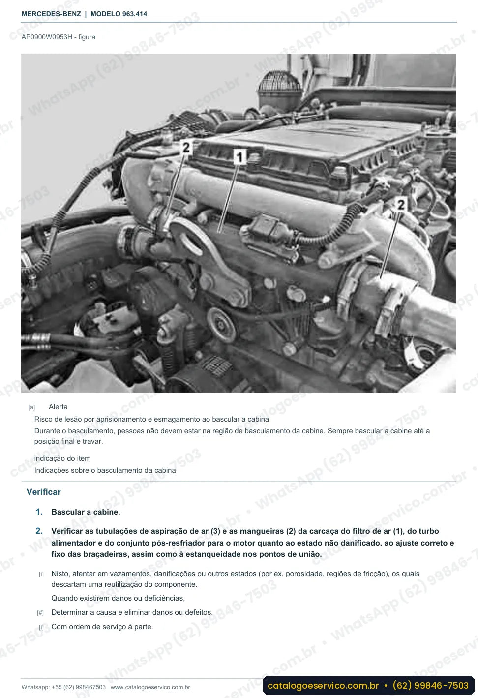 Página de procedimento do manual de oficina Mercedes-Benz Actros 2653 S