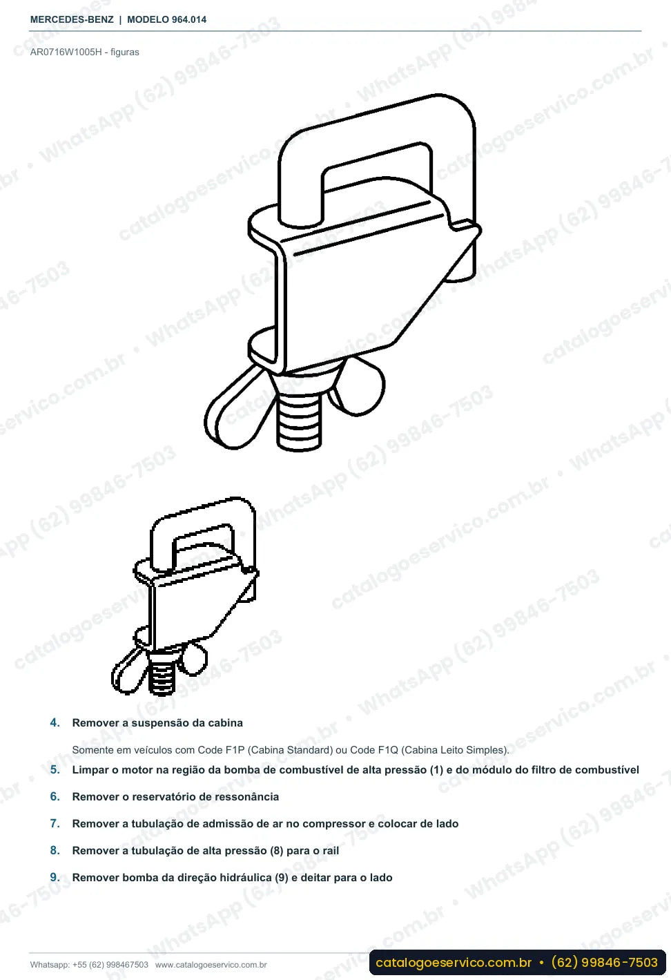 Página de procedimento do manual de oficina Mercedes-Benz Actros 2653