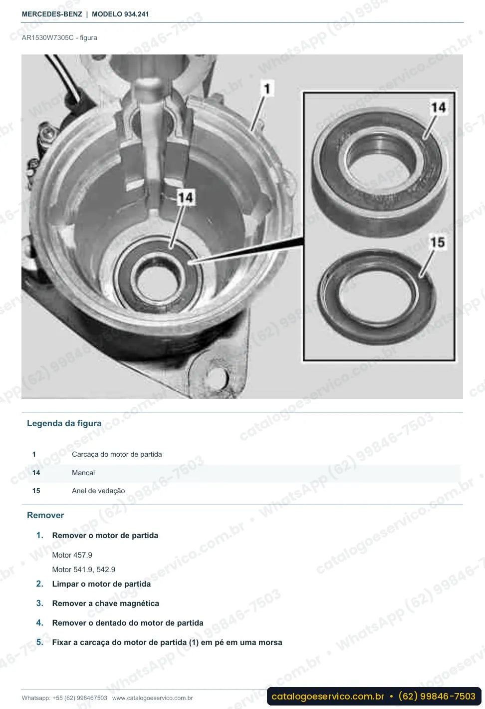 Página de procedimento do manual de oficina Mercedes-Benz Actros 2654 LS