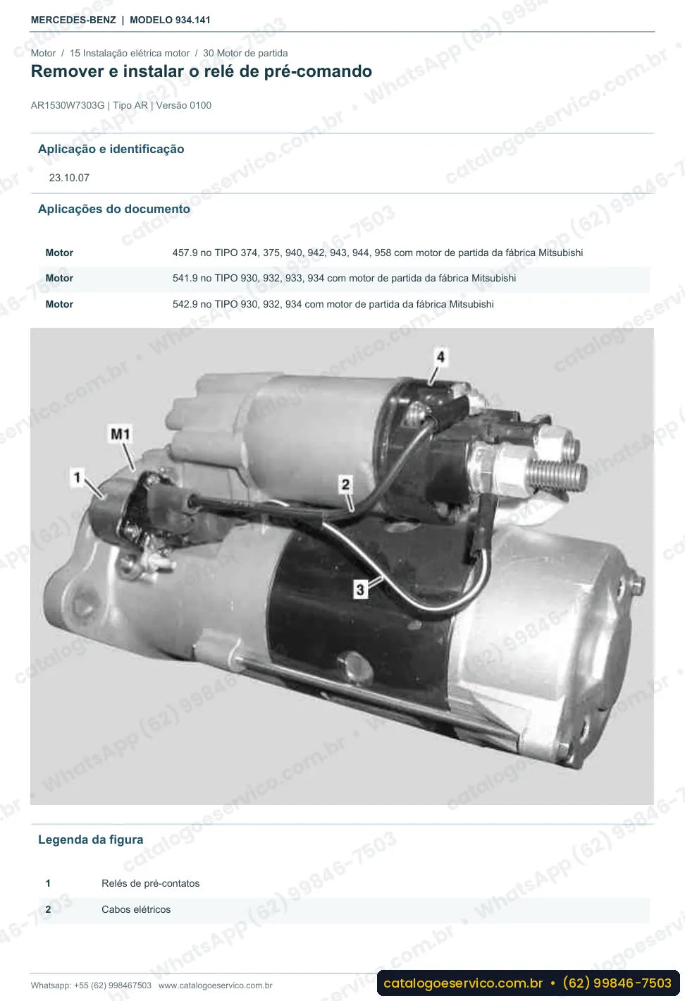 Página de procedimento do manual de oficina Mercedes-Benz Actros 2654 S