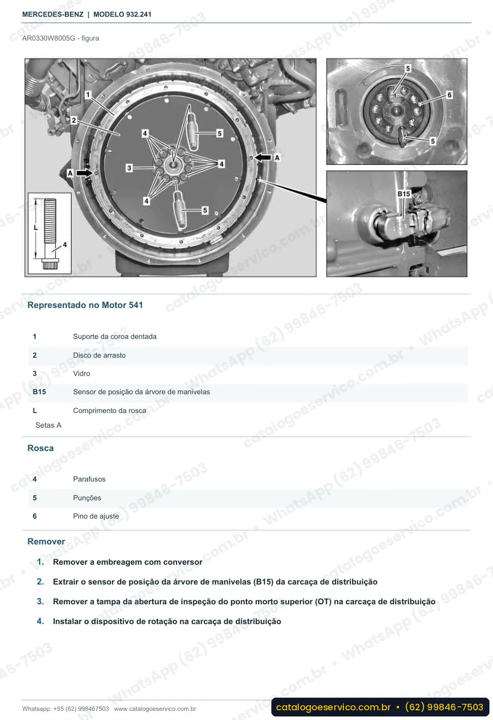 Página de procedimento do manual de oficina Mercedes-Benz Actros 2655 LK
