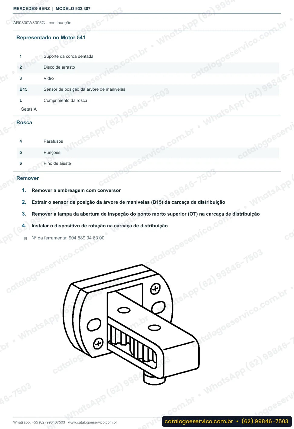 Página de procedimento do manual de oficina Mercedes-Benz Actros 3231 K