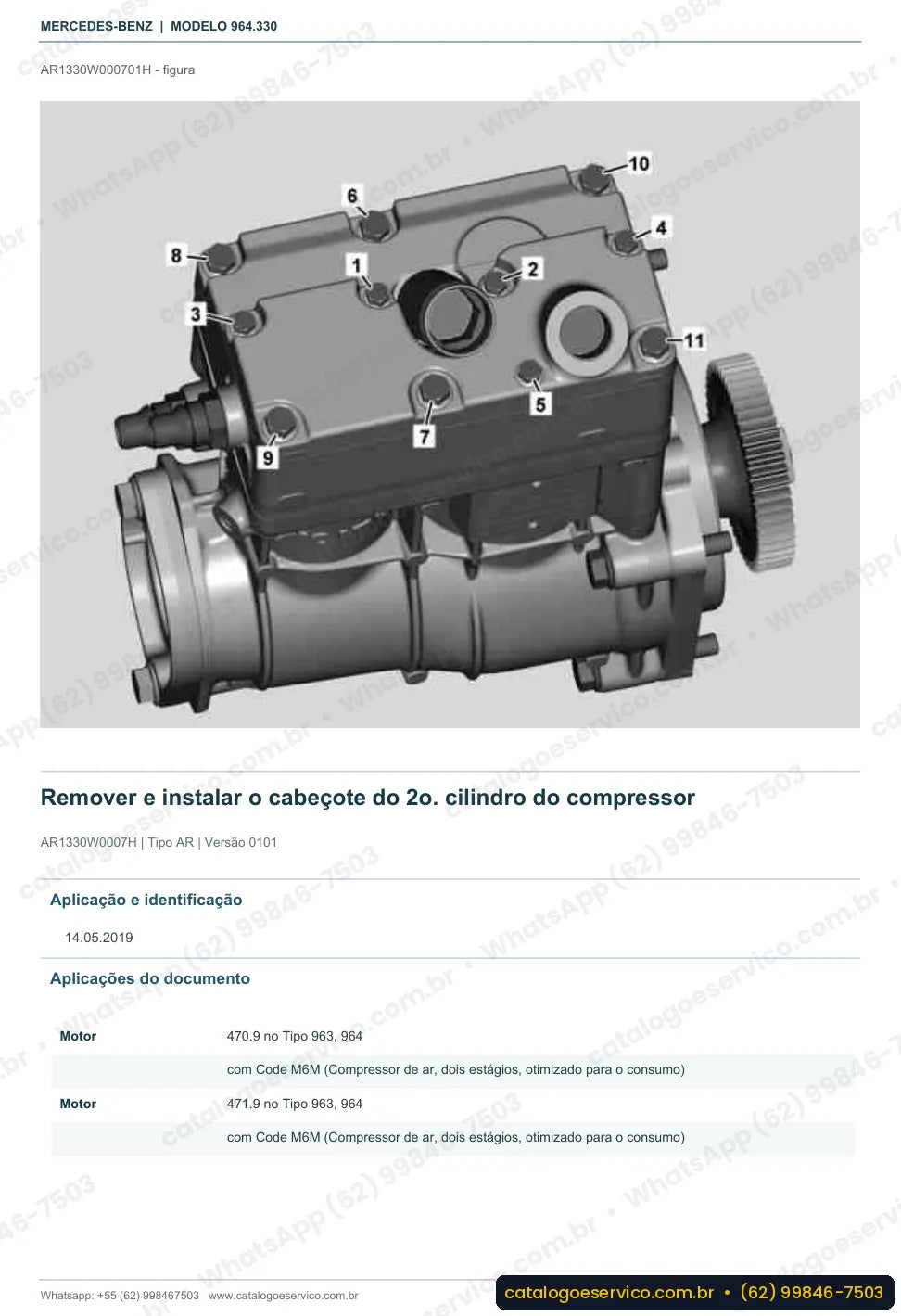 Página de procedimento do manual de oficina Mercedes-Benz Actros 3233 B