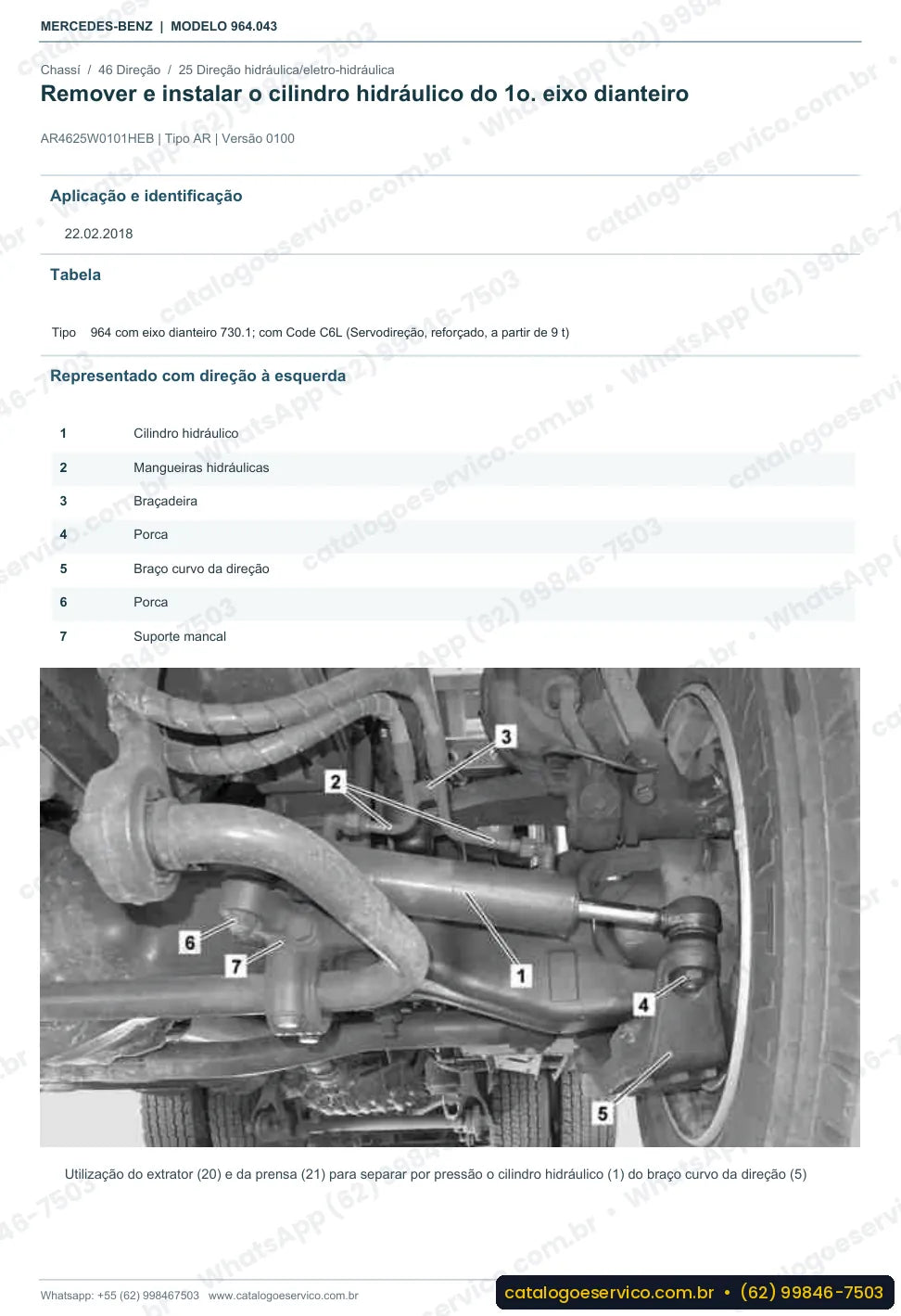 Página de procedimento do manual de oficina Mercedes-Benz Actros 3233 C
