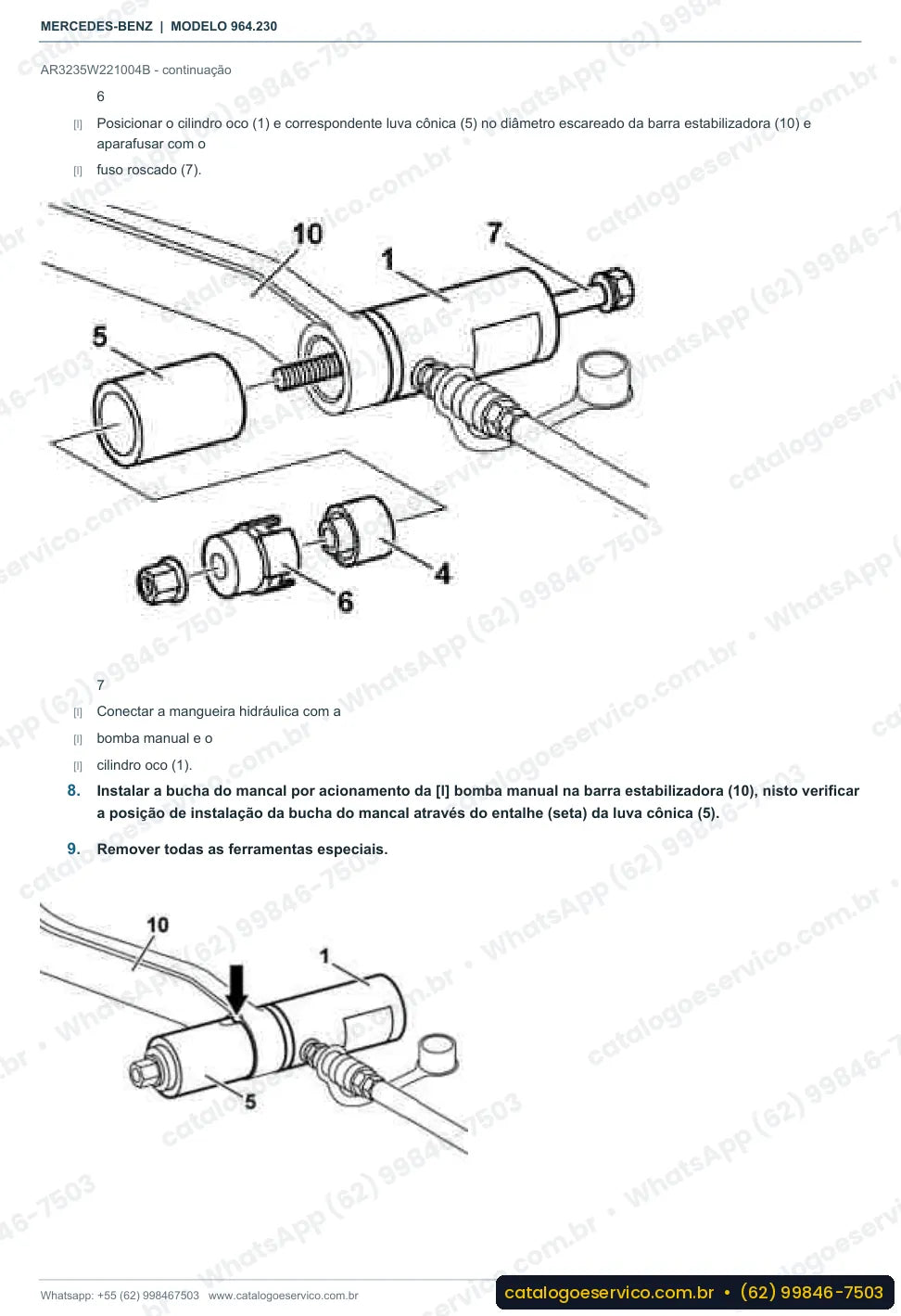 Página de procedimento do manual de oficina Mercedes-Benz Actros 3233 K