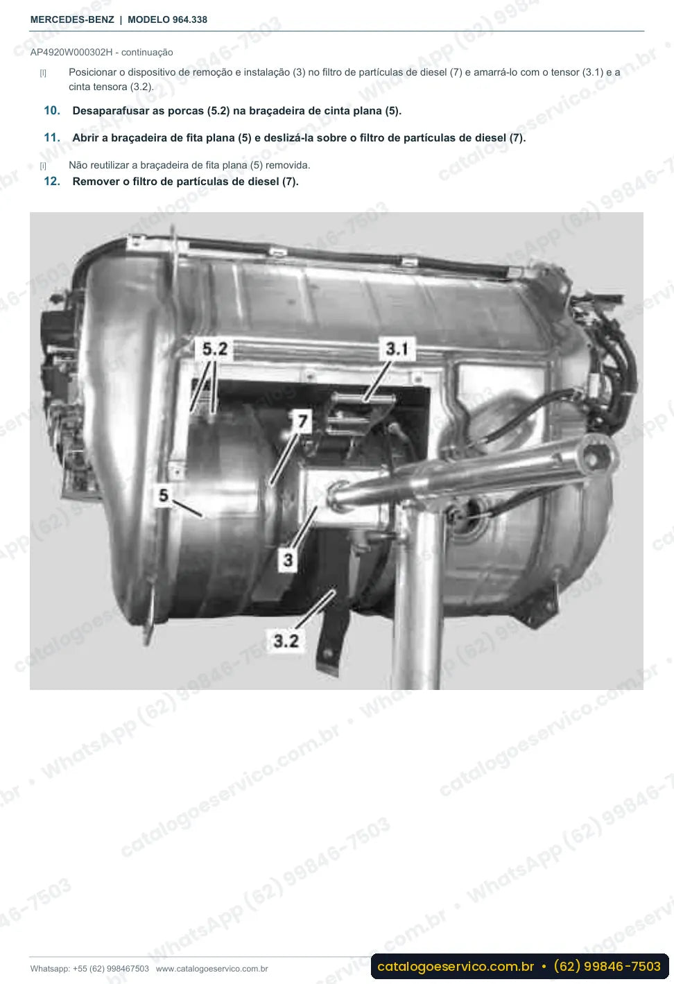 Página de procedimento do manual de oficina Mercedes-Benz Actros 3233 LB