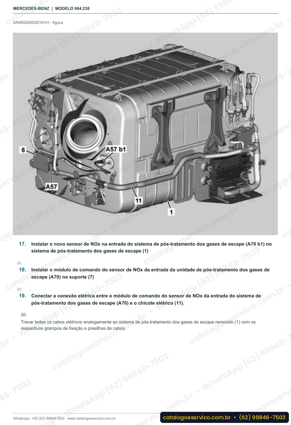 Página de procedimento do manual de oficina Mercedes-Benz Actros 3233 LK