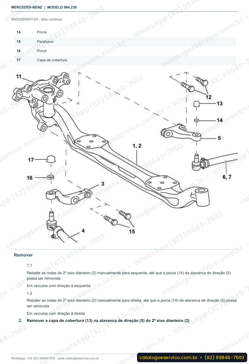 Página de procedimento do manual de oficina Mercedes-Benz Actros 3233 LK