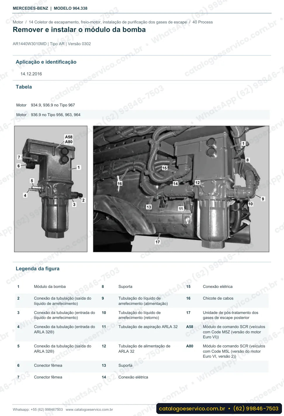 Página de procedimento do manual de oficina Mercedes-Benz Actros 3235 LB