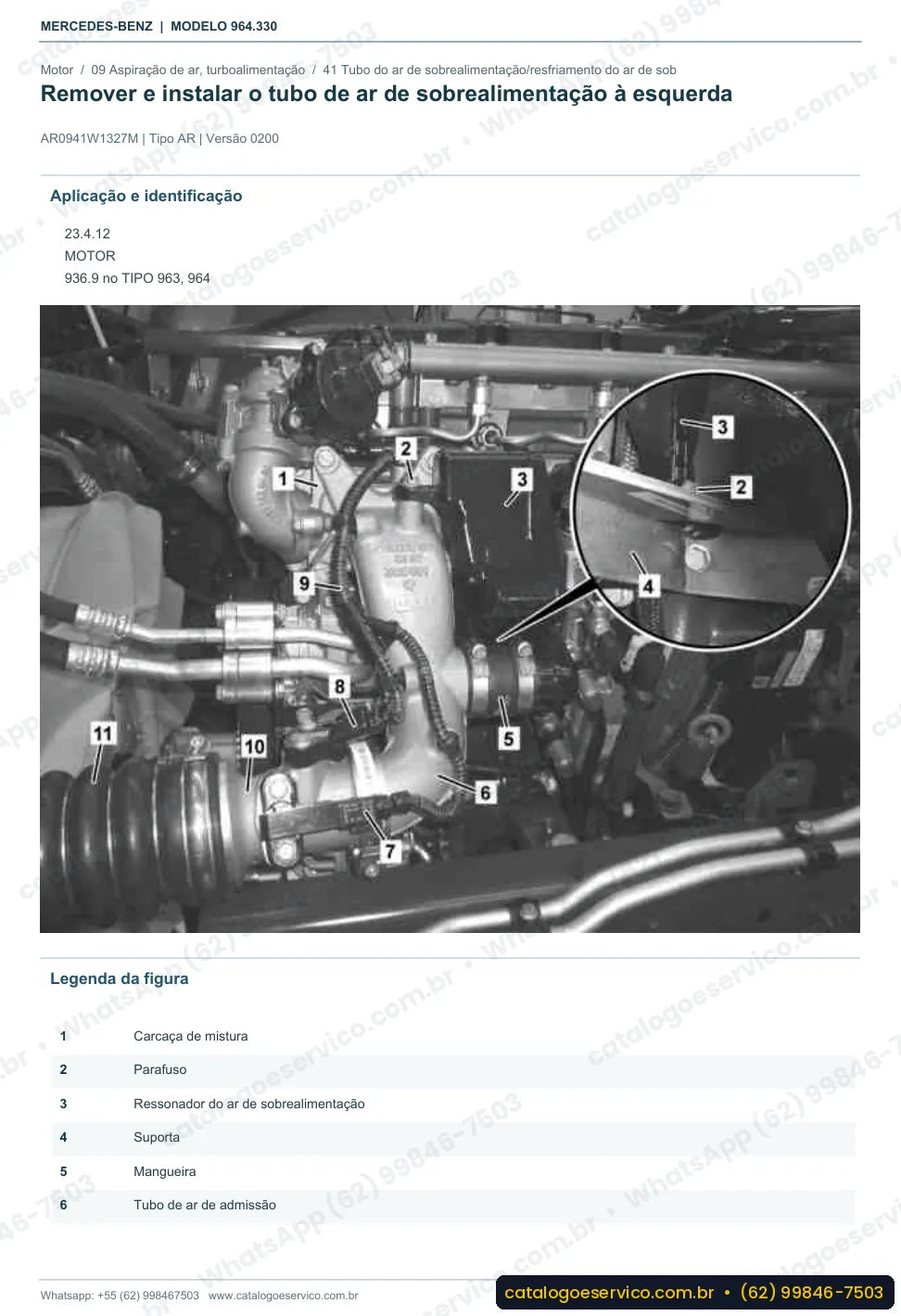 Página de procedimento do manual de oficina Mercedes-Benz Actros 3236 B