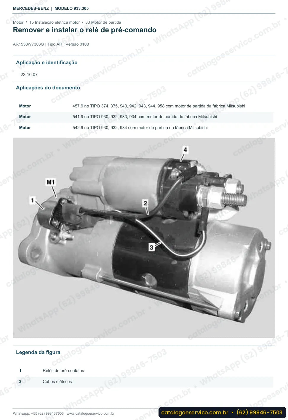 Página de procedimento do manual de oficina Mercedes-Benz Actros 3240 B