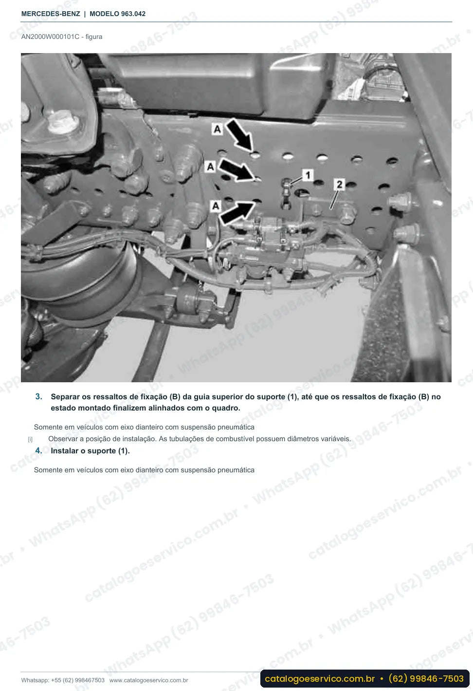 Página de procedimento do manual de oficina Mercedes-Benz Actros 3242 CL