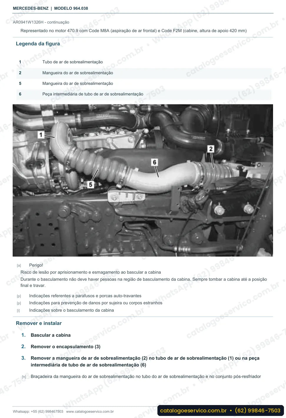 Página de procedimento do manual de oficina Mercedes-Benz Actros 3242 L