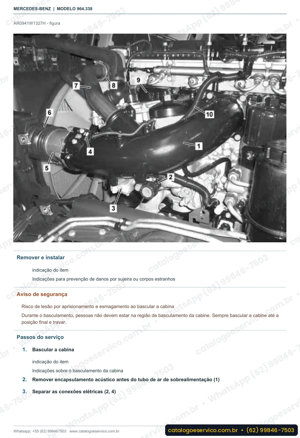 Página de procedimento do manual de oficina Mercedes-Benz Actros 3242 LB