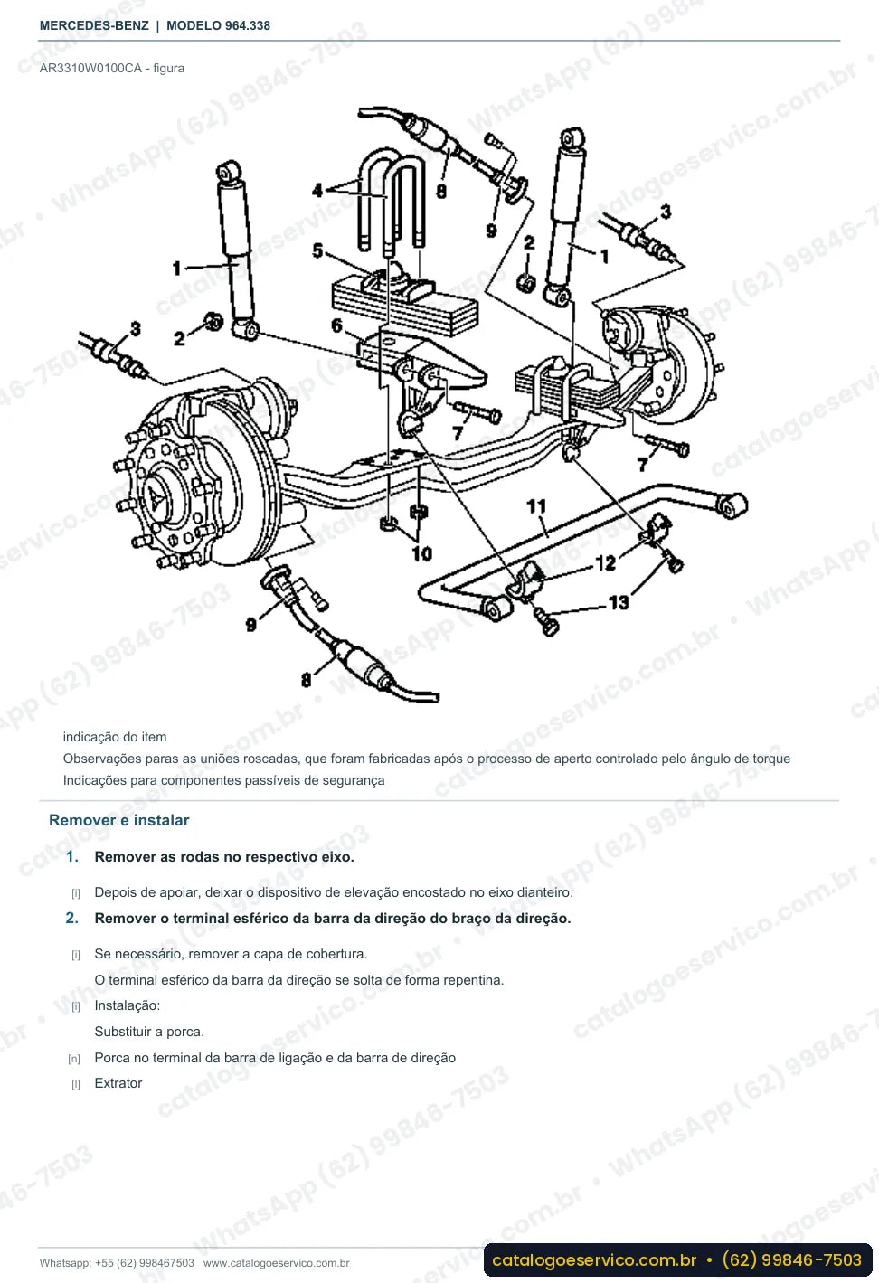 Página de procedimento do manual de oficina Mercedes-Benz Actros 3242 LB
