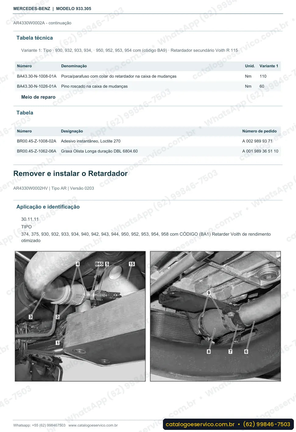 Página de procedimento do manual de oficina Mercedes-Benz Actros 3243 B