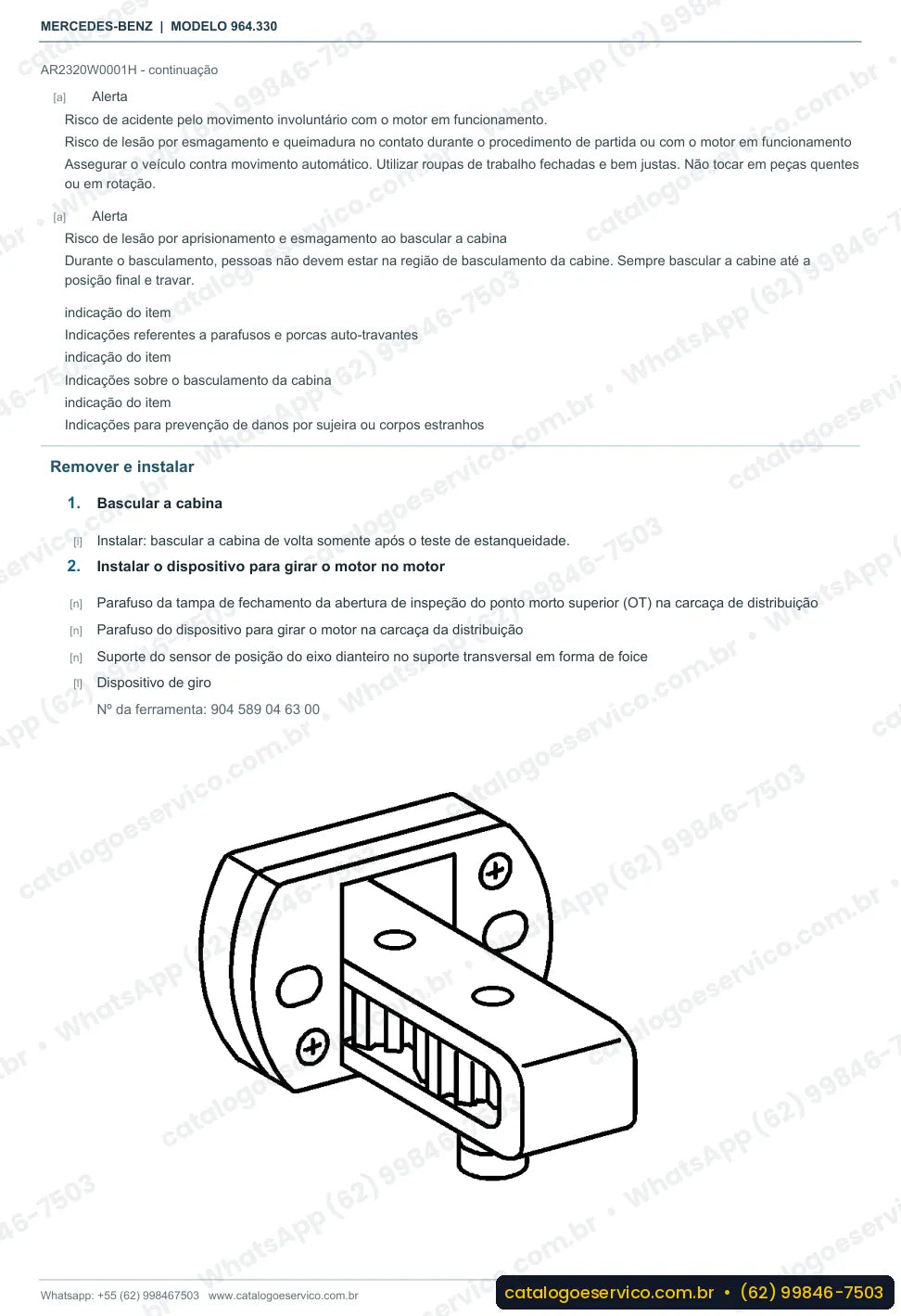 Página de procedimento do manual de oficina Mercedes-Benz Actros 3246 B