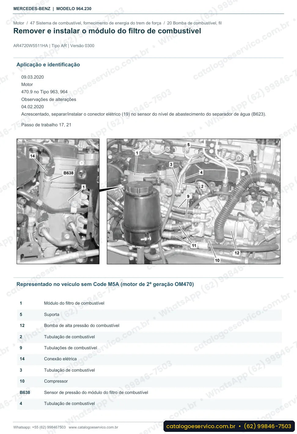 Página de procedimento do manual de oficina Mercedes-Benz Actros 3246 K