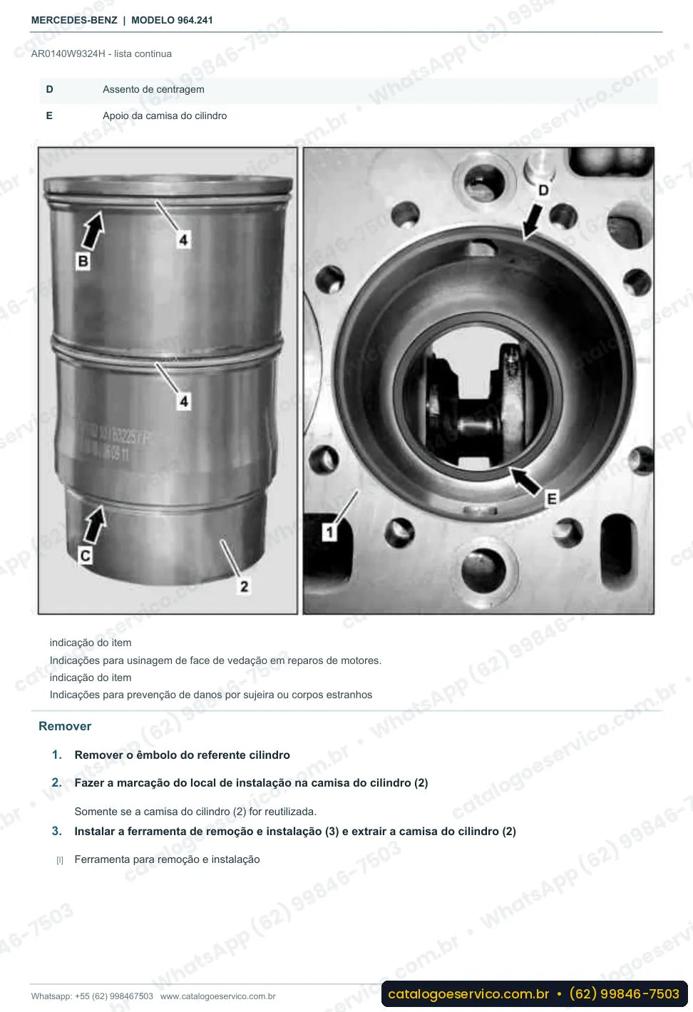 Página de procedimento do manual de oficina Mercedes-Benz Actros 3246 LK