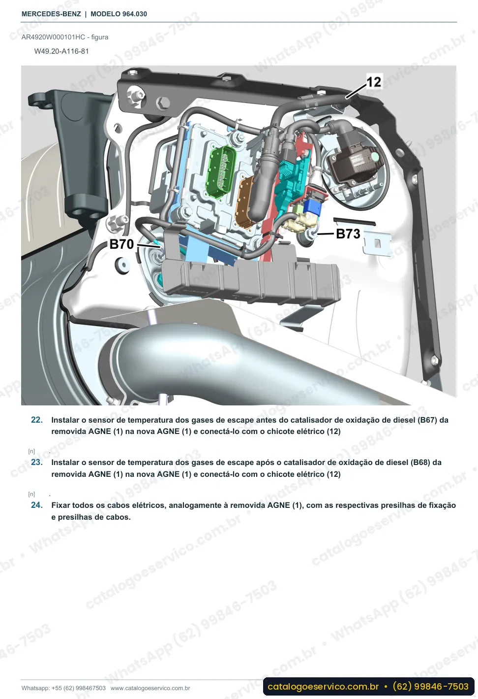 Página de procedimento do manual de oficina Mercedes-Benz Actros 3246