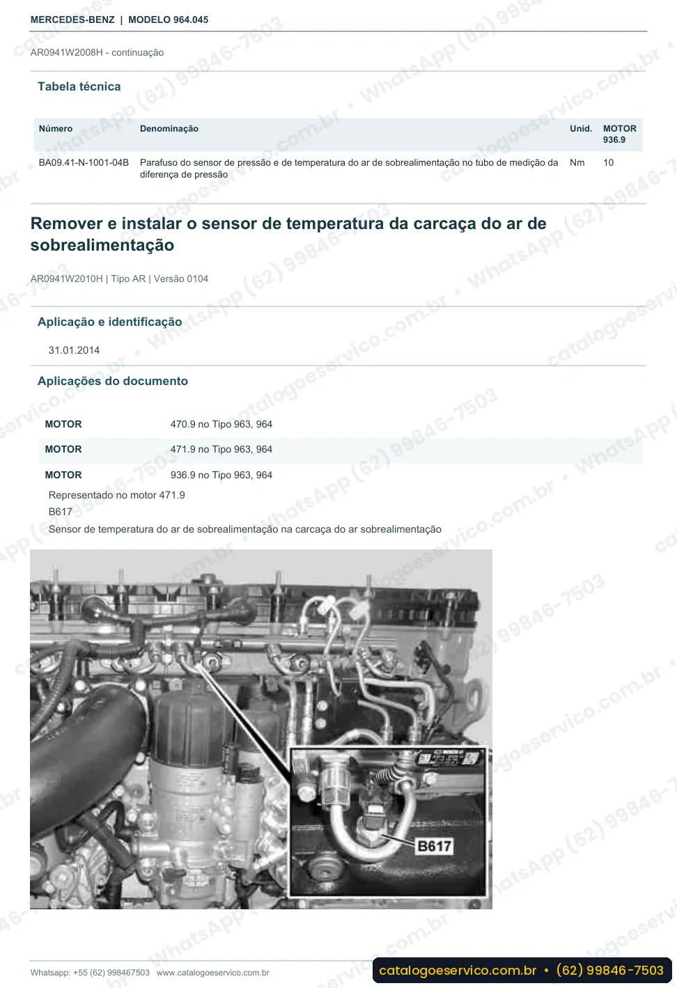 Página de procedimento do manual de oficina Mercedes-Benz Actros 3248 L
