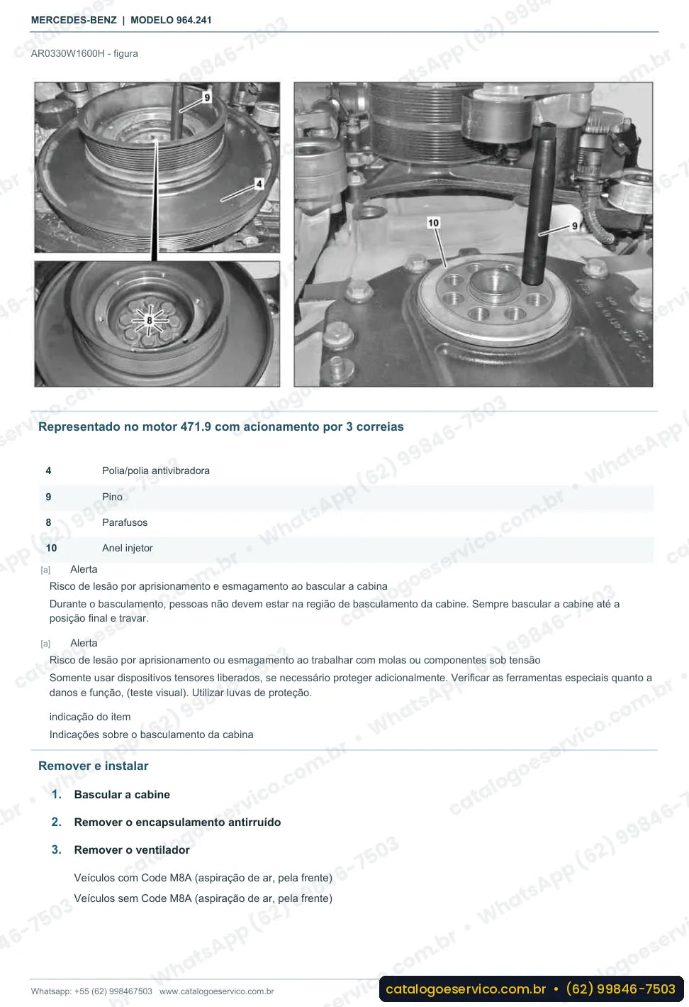 Página de procedimento do manual de oficina Mercedes-Benz Actros 3248 LK