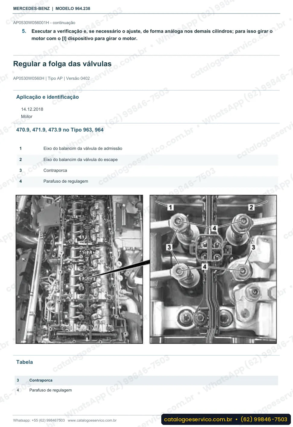 Página de procedimento do manual de oficina Mercedes-Benz Actros 3253 LK