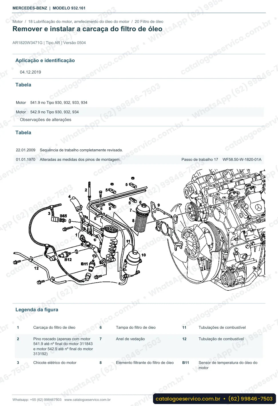 Página de procedimento do manual de oficina Mercedes-Benz Actros 3331 K