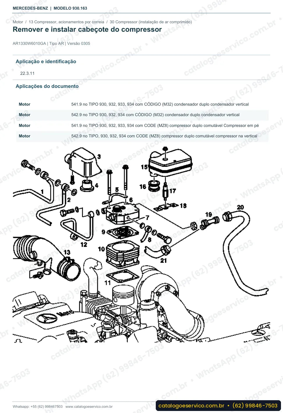 Página de procedimento do manual de oficina Mercedes-Benz Actros 3331
