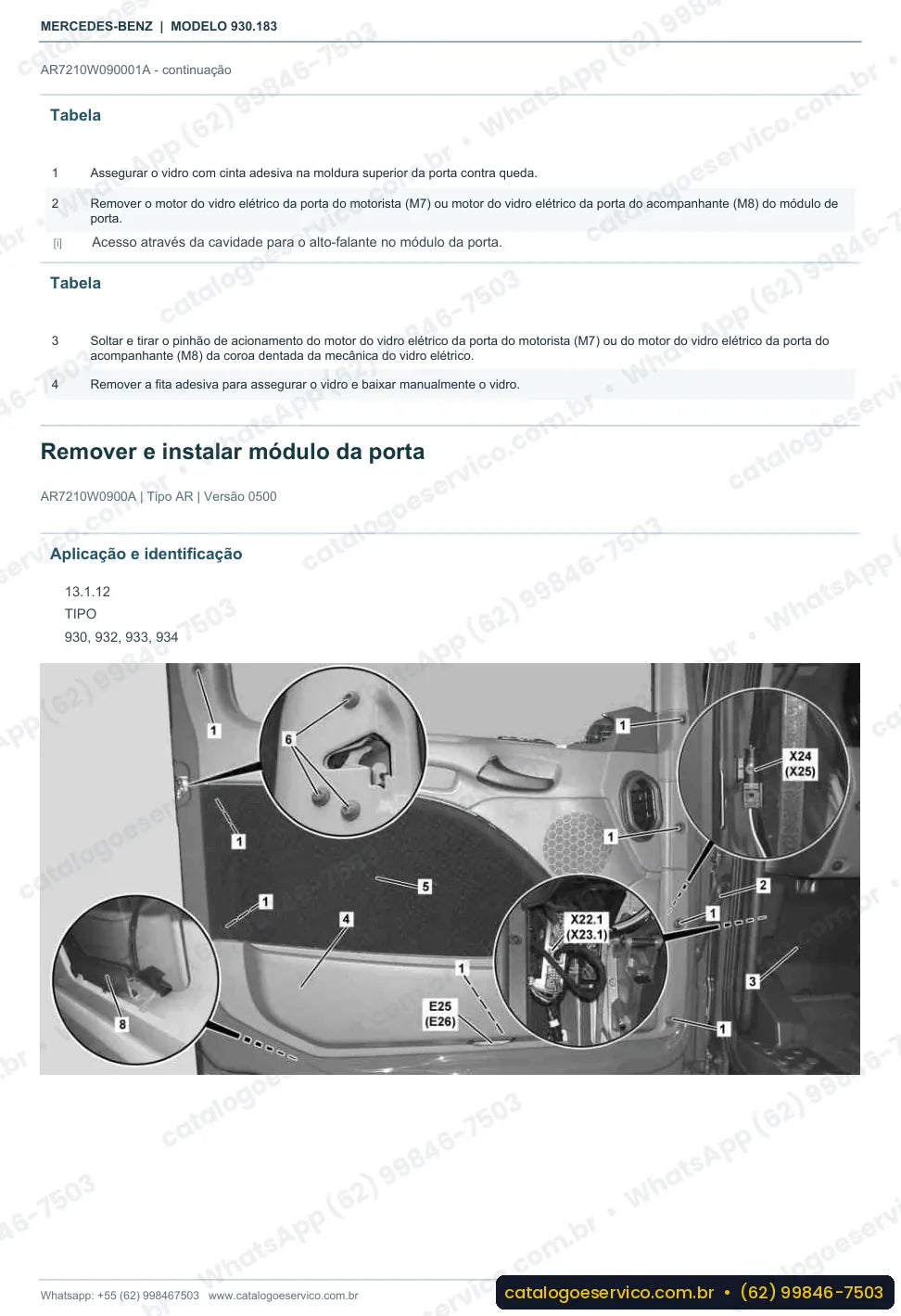 Página de procedimento do manual de oficina Mercedes-Benz Actros 3332 A