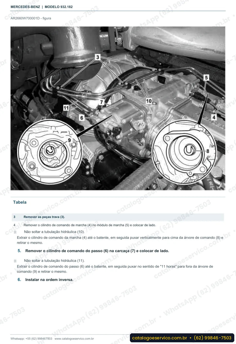 Página de procedimento do manual de oficina Mercedes-Benz Actros 3332 AK