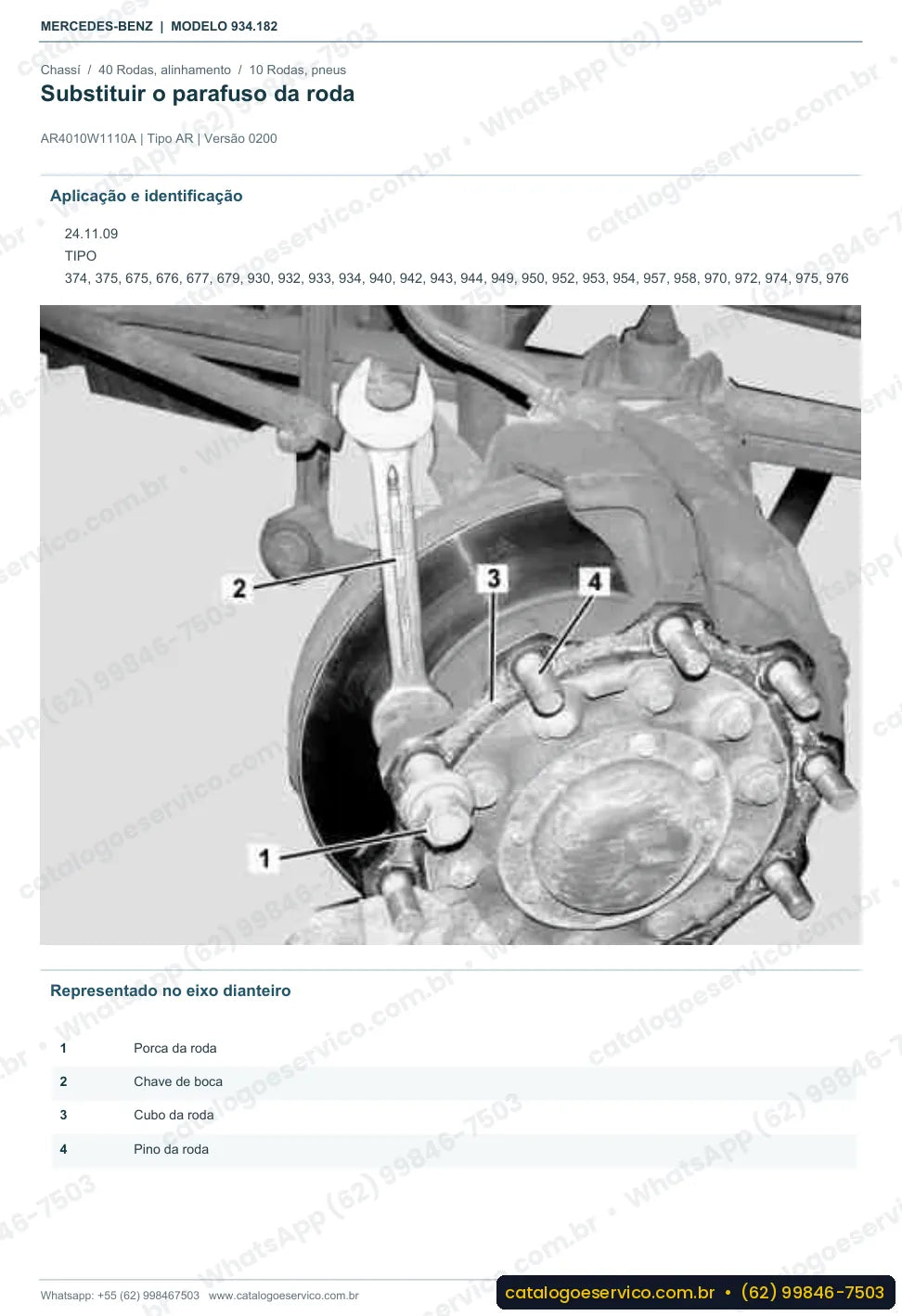 Página de procedimento do manual de oficina Mercedes-Benz Actros 3332 AS