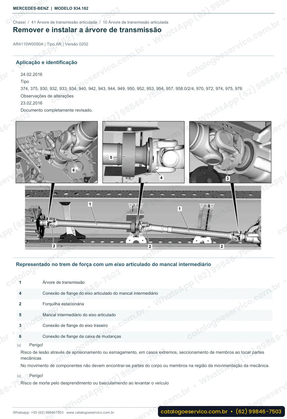 Página de procedimento do manual de oficina Mercedes-Benz Actros 3332 AS