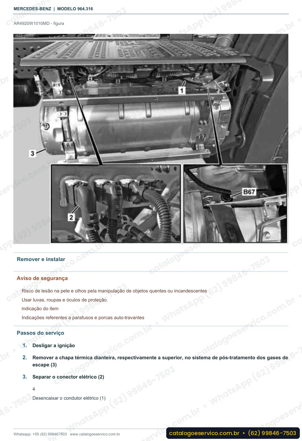Página de procedimento do manual de oficina Mercedes-Benz Actros 3332 B
