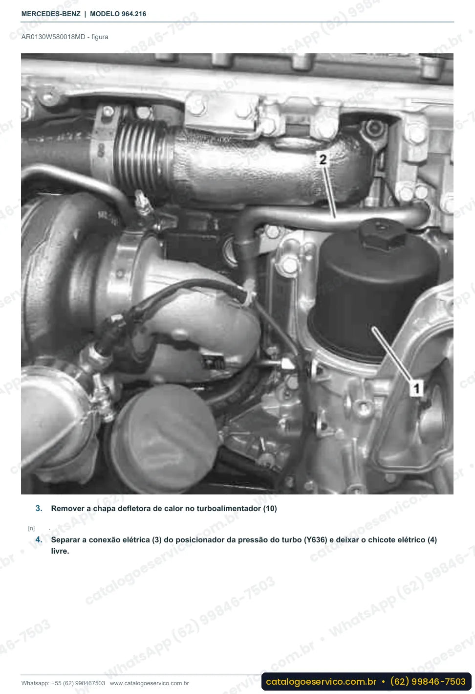Página de procedimento do manual de oficina Mercedes-Benz Actros 3332 K