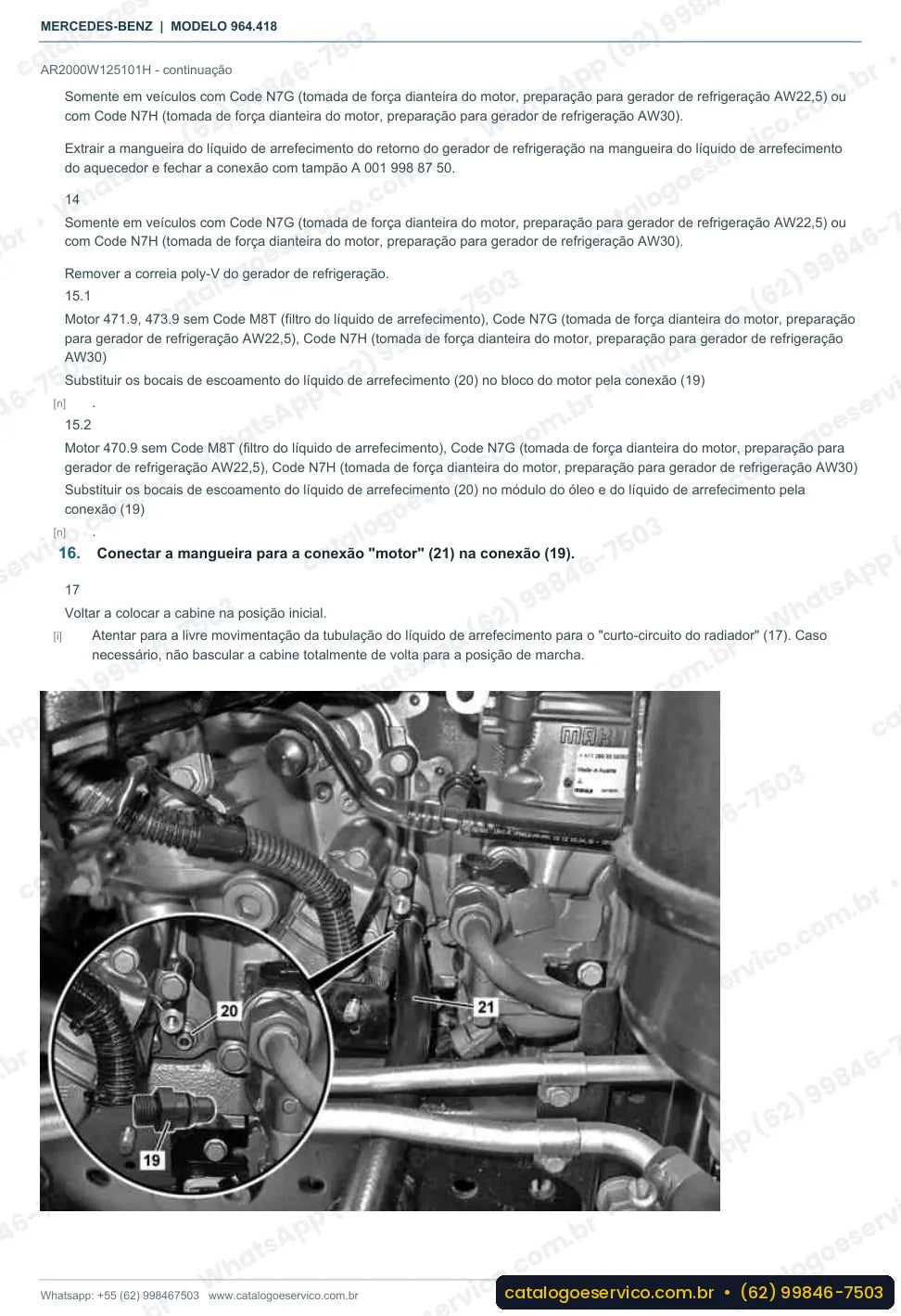 Página de procedimento do manual de oficina Mercedes-Benz Actros 3333 A