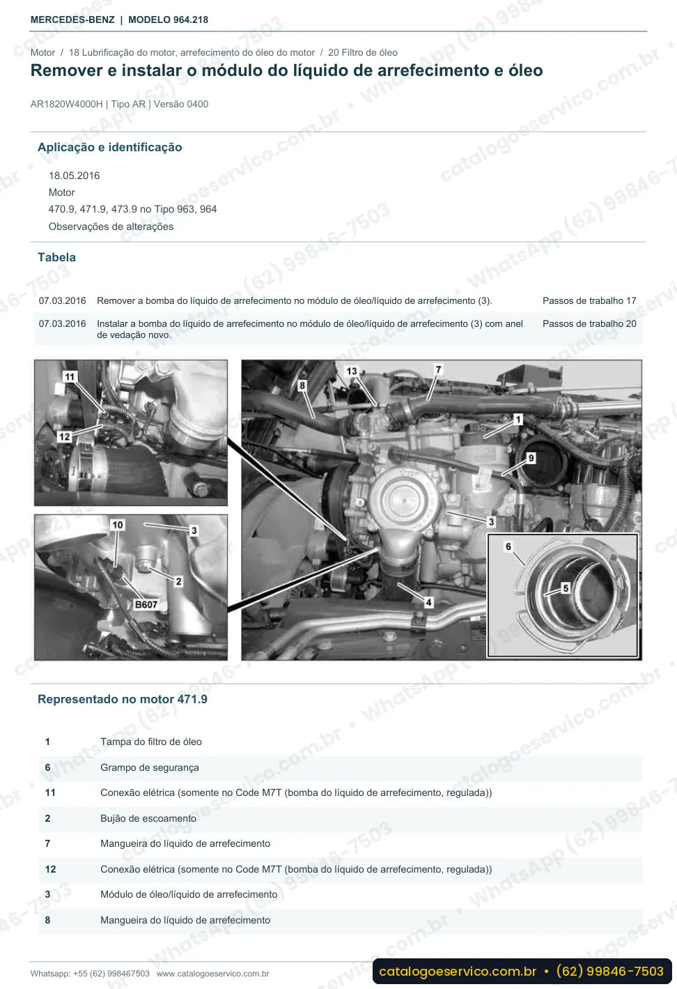 Página de procedimento do manual de oficina Mercedes-Benz Actros 3333 AK