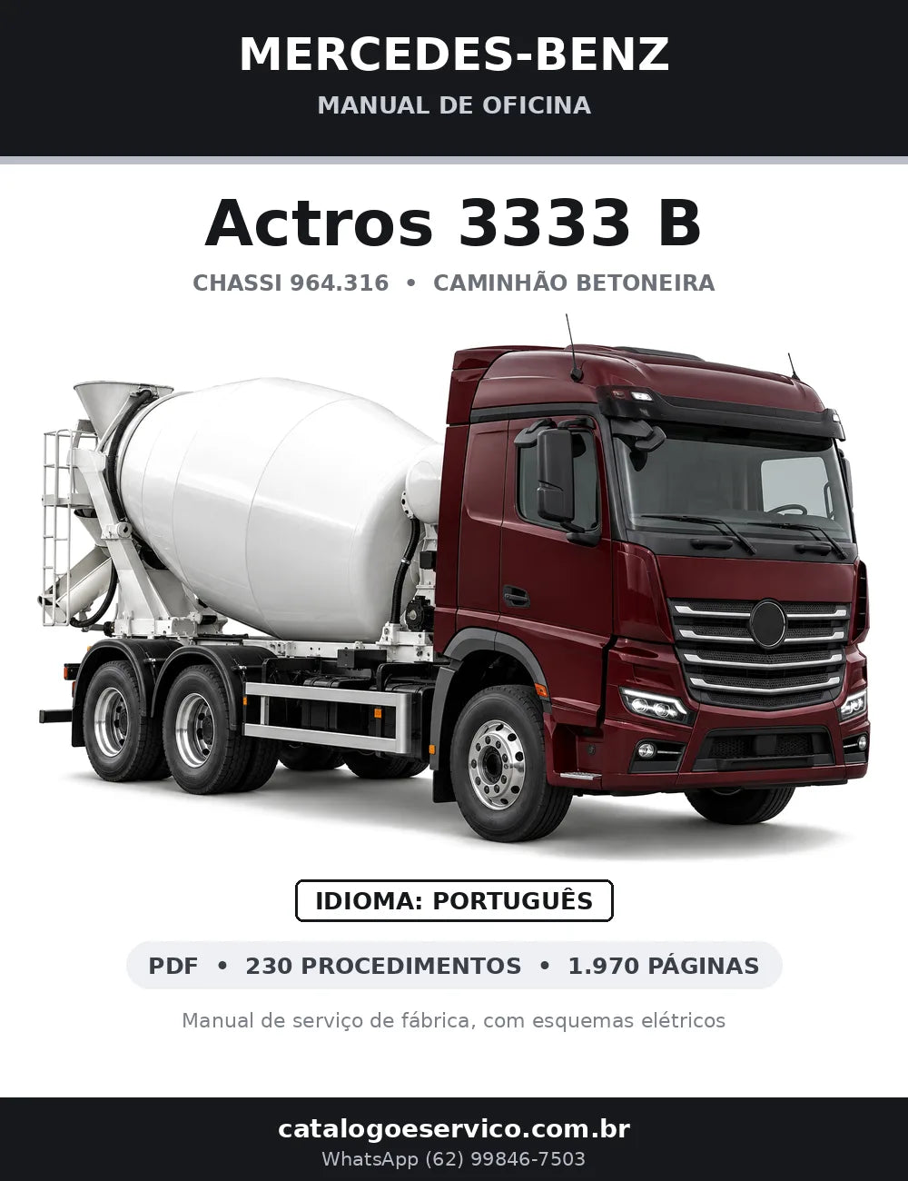 Capa do manual de oficina Mercedes-Benz Actros 3333 B