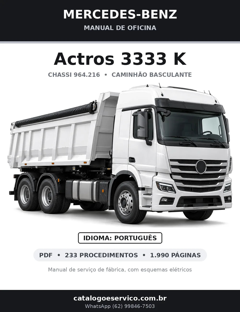 Capa do manual de oficina Mercedes-Benz Actros 3333 K