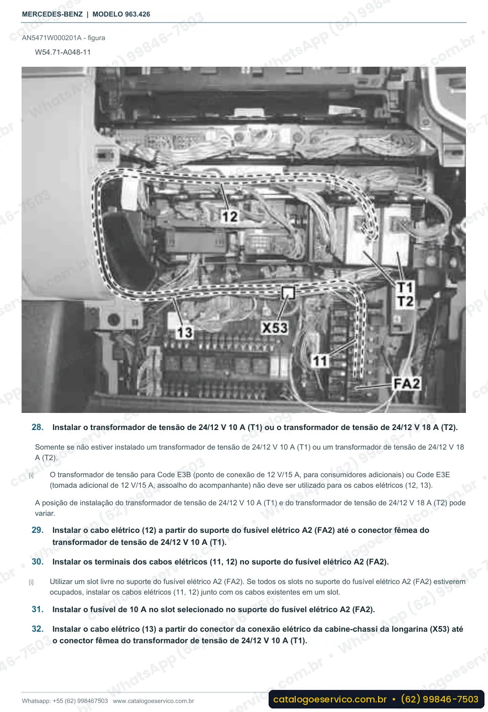 Página de procedimento do manual de oficina Mercedes-Benz Actros 3333 LS